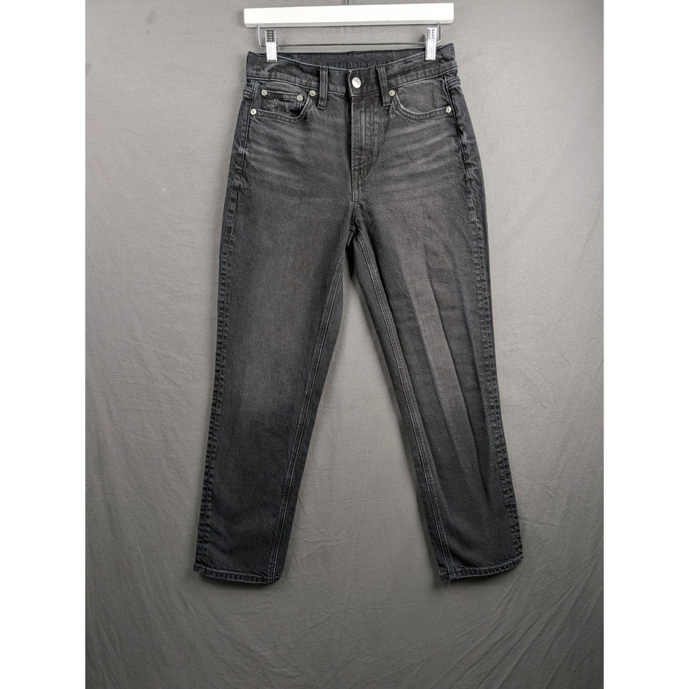 American Eagle Womens Mom Jeans Black High Rise Stretch Denim Size 2 Regular